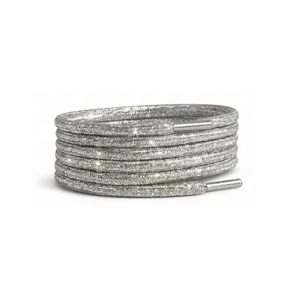 68 skosnoren glitter silver runda