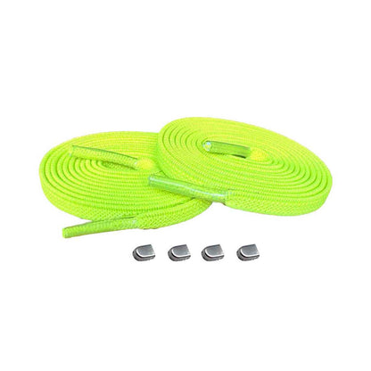 elastiska-skosnören-gul-neon-clips-silver-matt