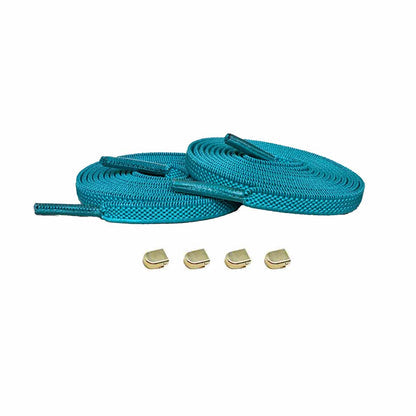 elastiska-skosnoeren-blaa-petrol-clips-guld