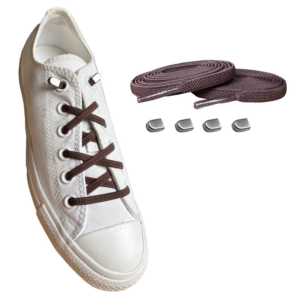 elastiska-skosnoeren-brun-navy-clips-silver-matt-skor