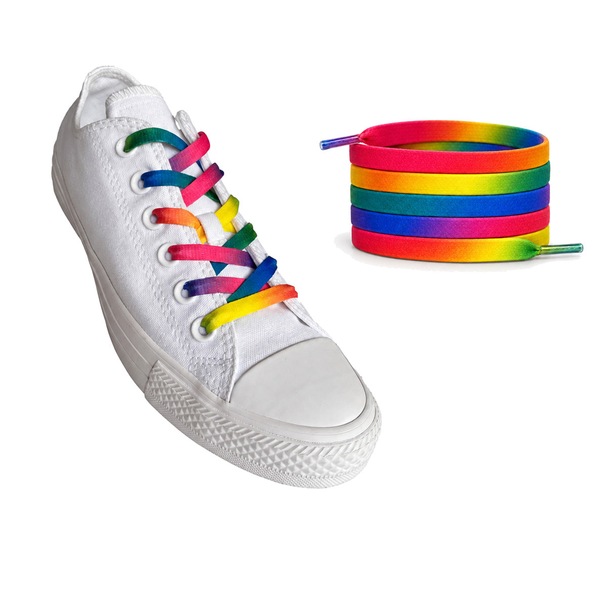 Regnbåge tonad – skosnoren platt regnbage tonad 02 sneaker vit